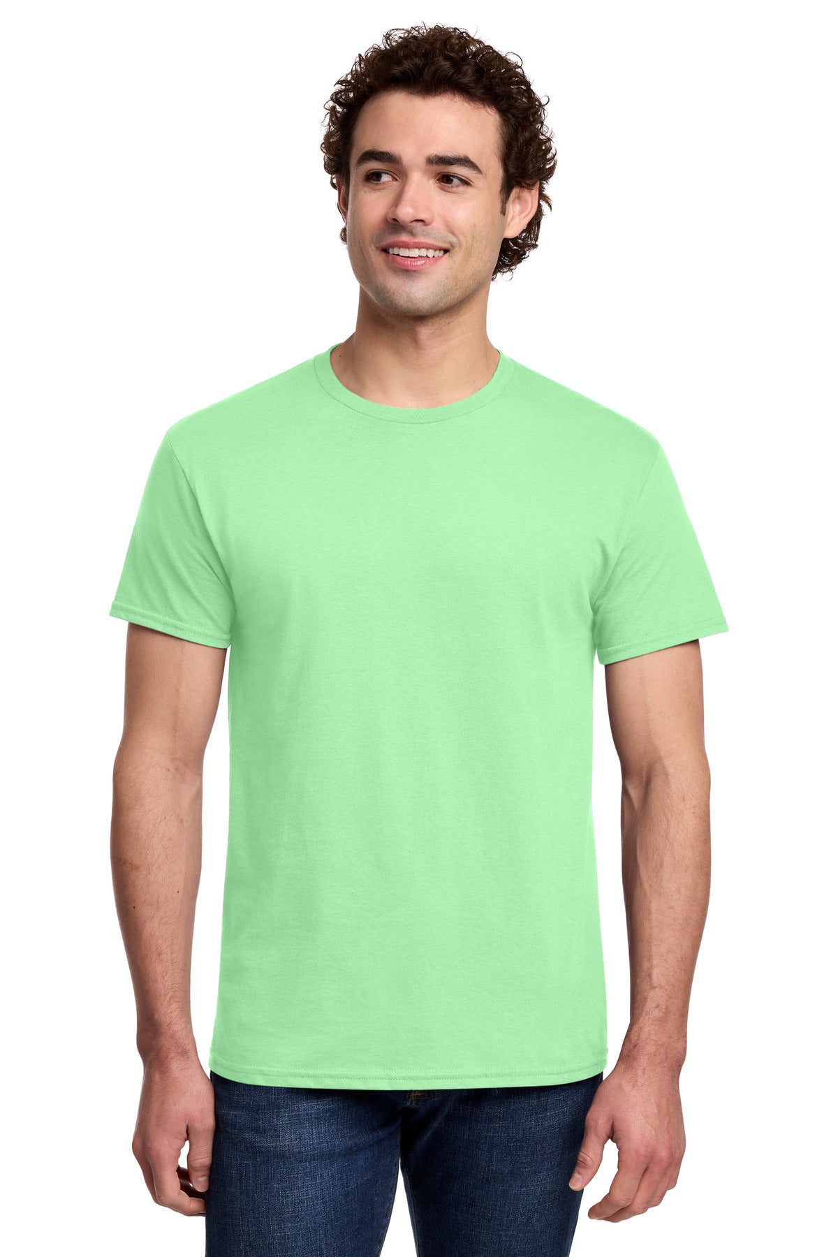 Custom logo Gildan® Light Cotton Tee 3000 in Mint Green