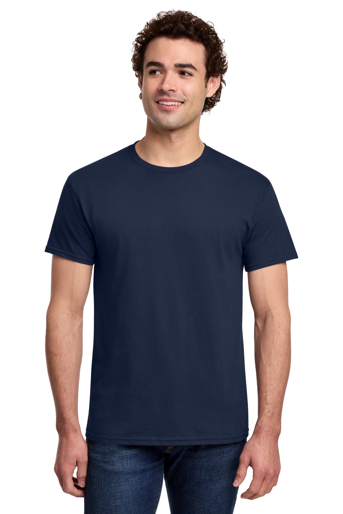 Custom logo Gildan® Light Cotton Tee 3000 in Navy
