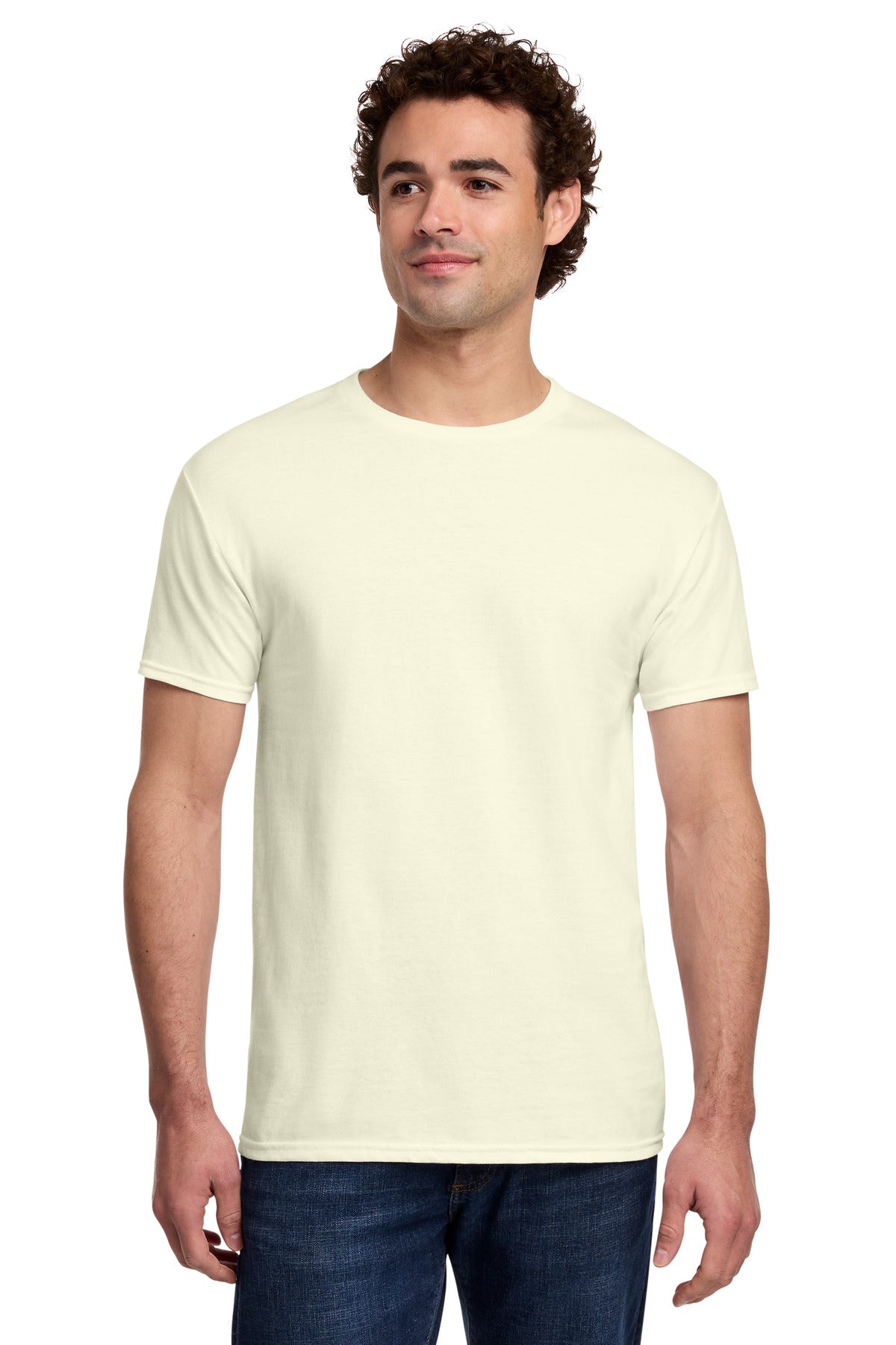 Custom logo Gildan® Light Cotton Tee 3000 in Off White