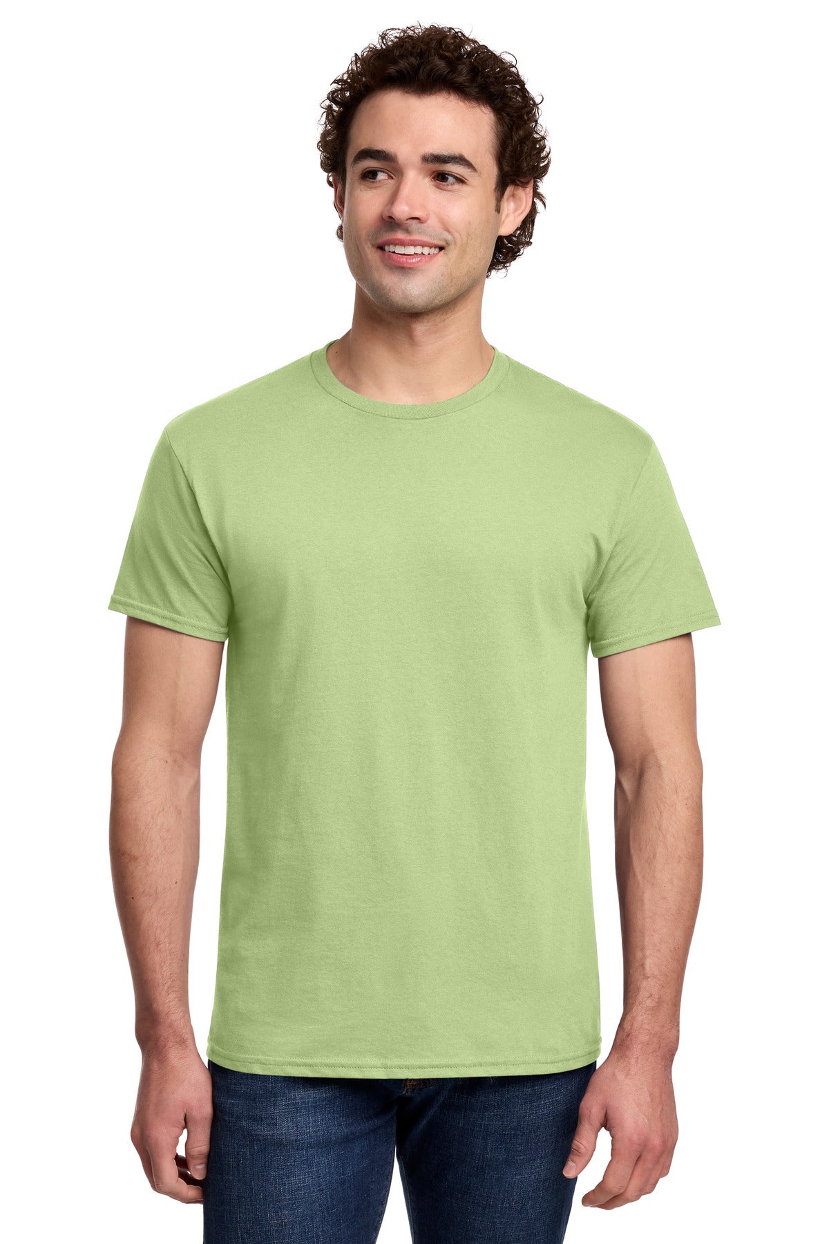 Custom logo Gildan® Light Cotton Tee 3000 in Pistachio