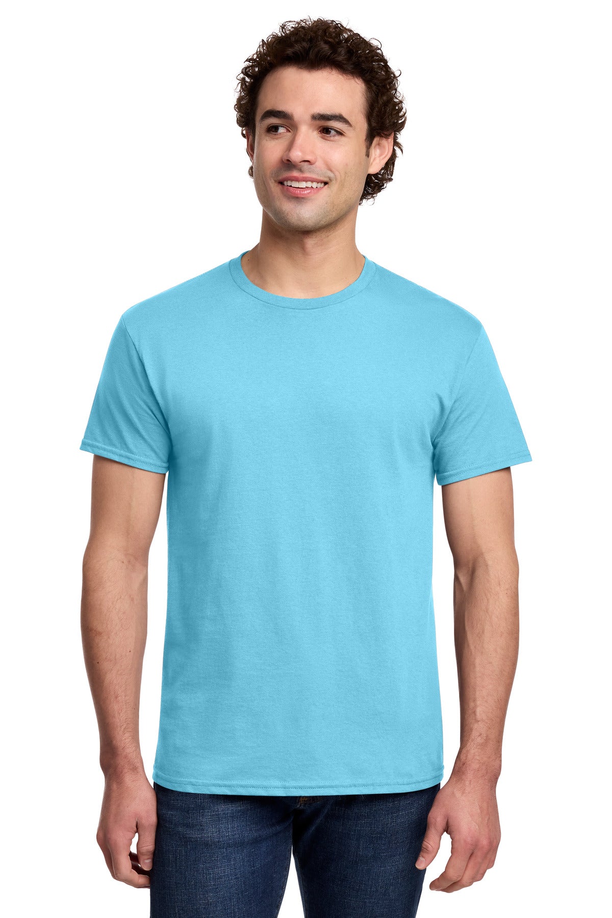Custom logo Gildan® Light Cotton Tee 3000 in Sky
