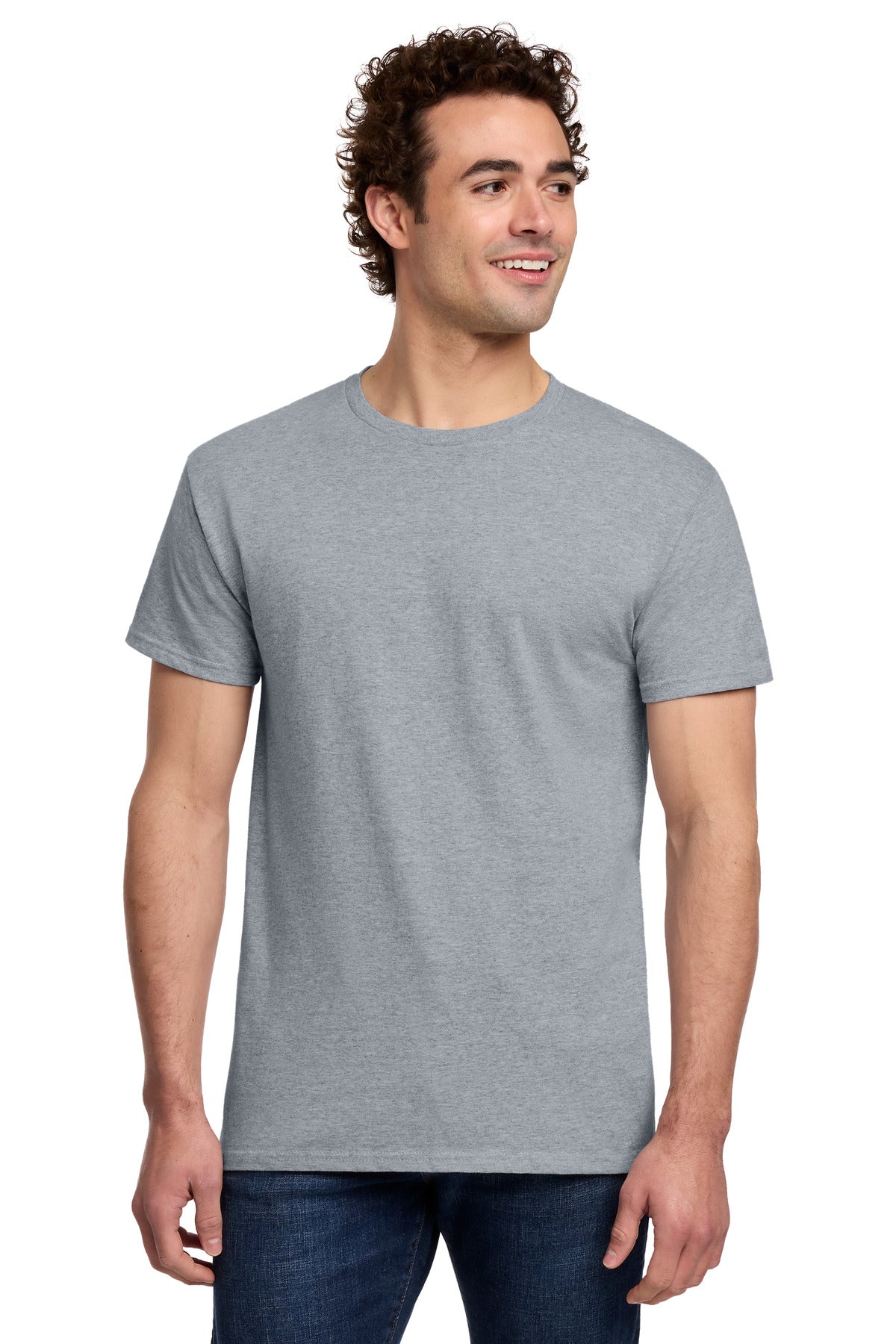 Custom logo Gildan® Light Cotton Tee 3000 in Sport Grey