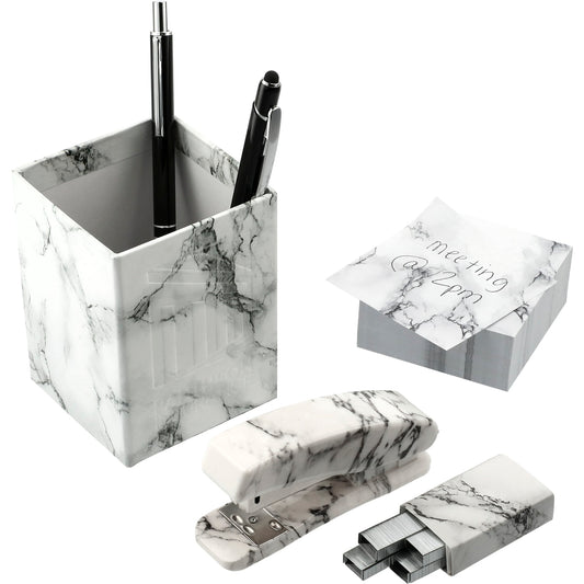 Custom logo 4 Piece Faux Marble Desktop Set