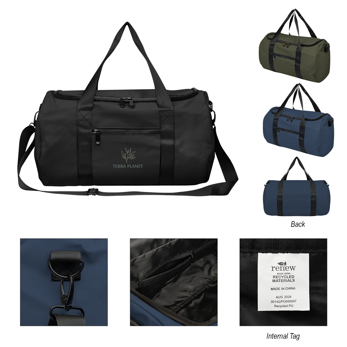 Hudson rPET Leatherette Duffel Bag