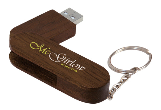 1 GB Bamboo Bullet Keyring USB 2.0 Flash Drive