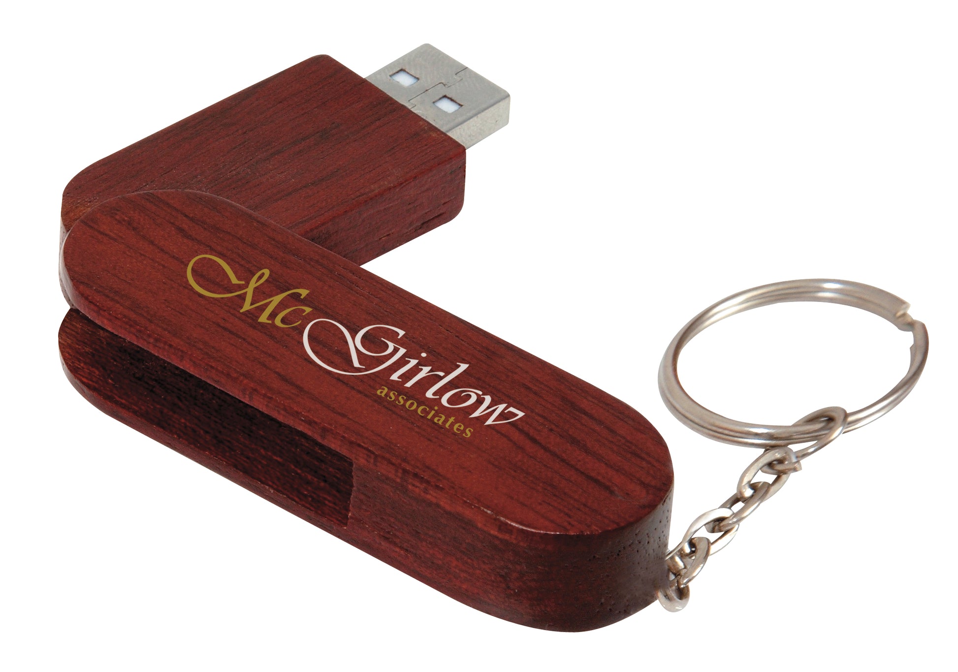 1 GB Bamboo Bullet Keyring USB 2.0 Flash Drive
