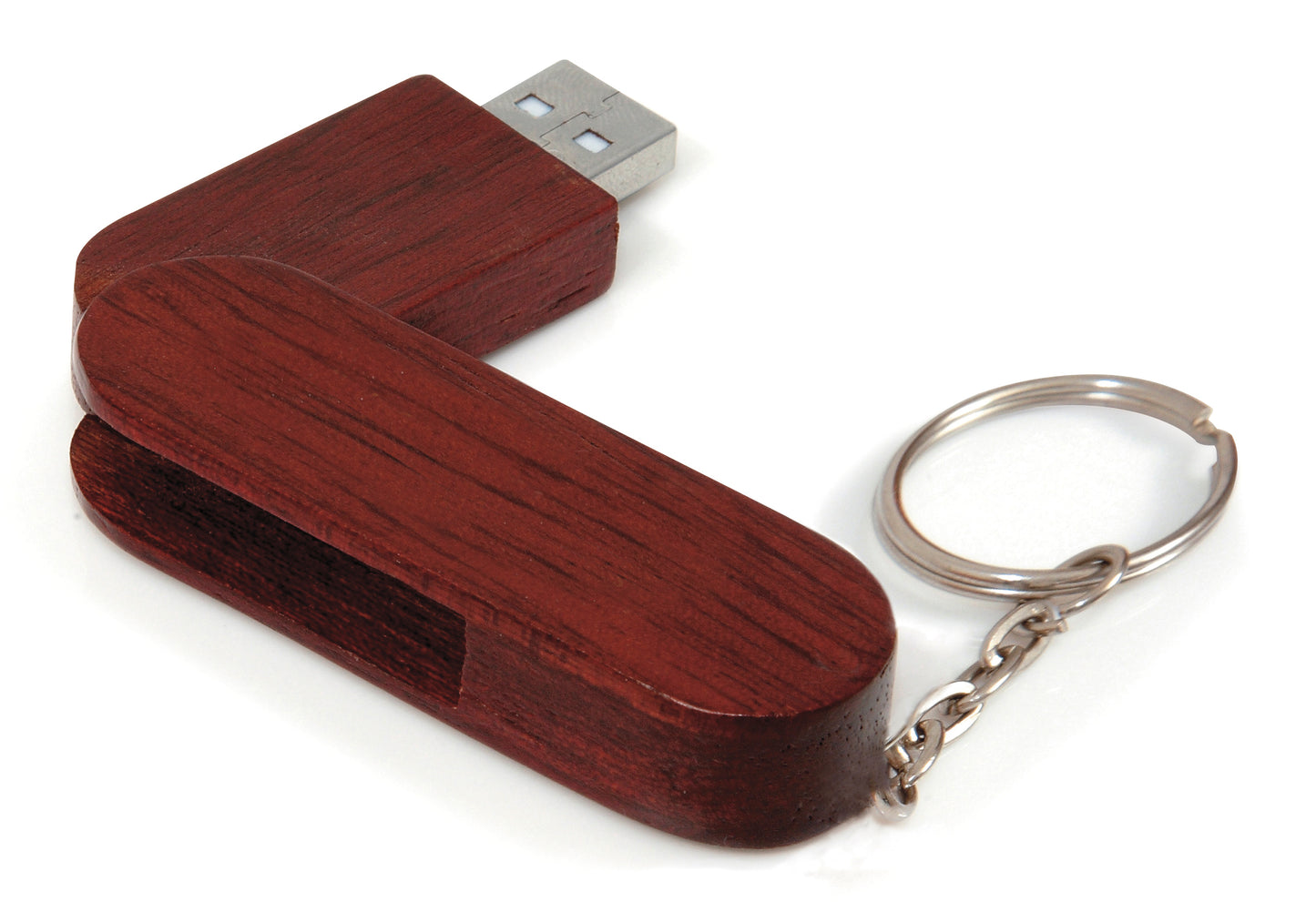 4 GB Bamboo Bullet Keyring USB 2.0 Flash Drive