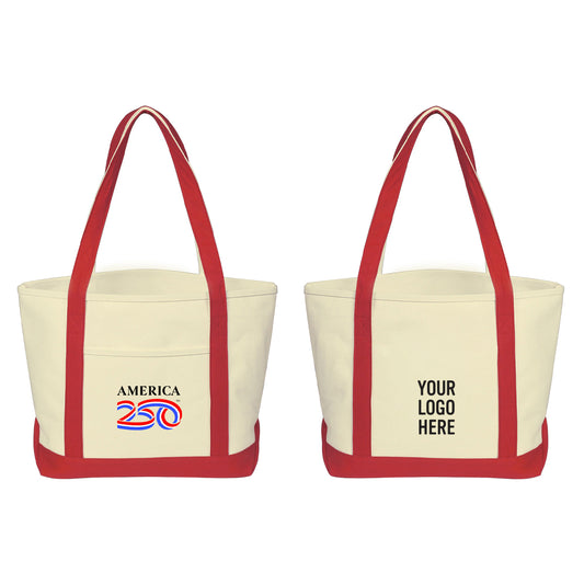 Custom logo America250™ Medium Starboard 24 Oz. Recycled Cotton Canvas Tote Bag