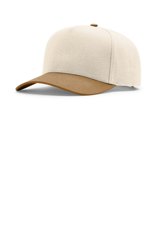 Custom logo Richardson Full Fabric 5-Panel Champ 323FPC in Cream/ Cream/ Caramel