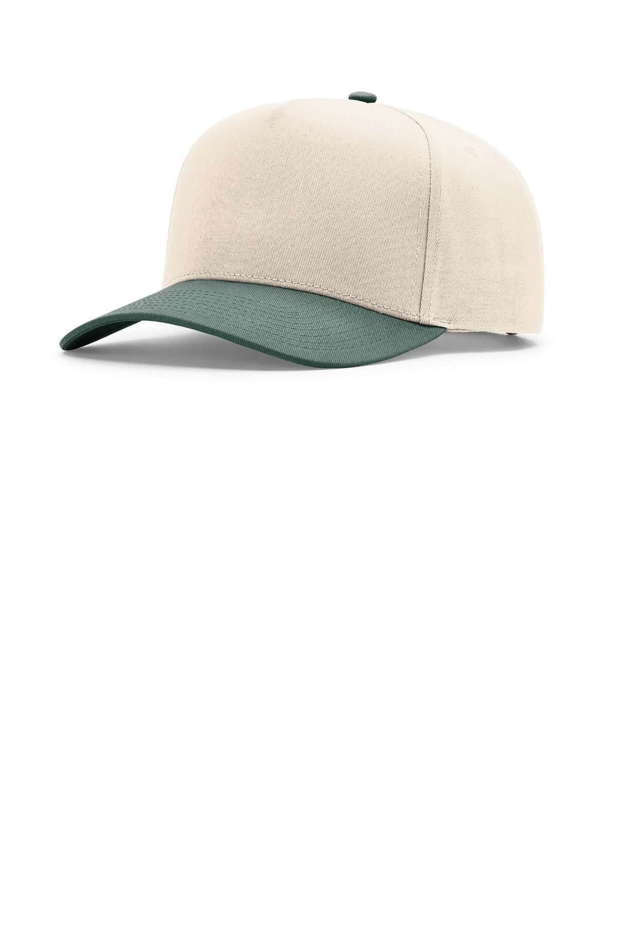 Custom logo Richardson Full Fabric 5-Panel Champ 323FPC in Cream/ Cream/ Dark Green