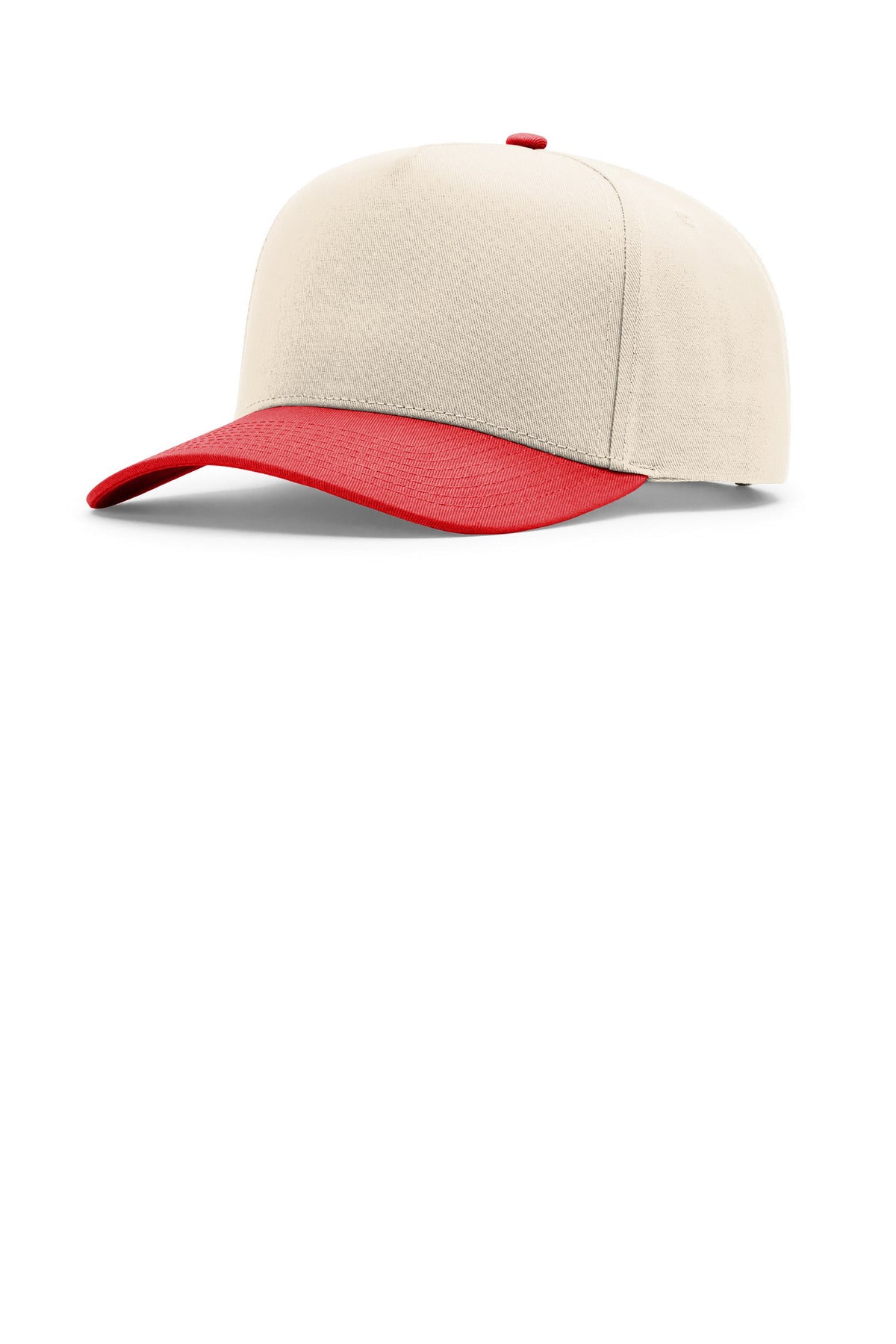 Custom logo Richardson Full Fabric 5-Panel Champ 323FPC in Cream/ Cream/ Red