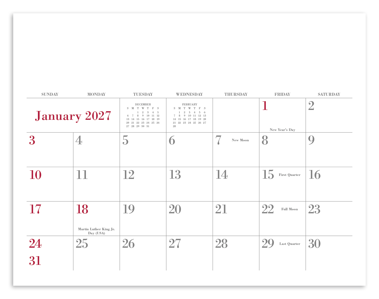 Small Quantity Custom - Spiral Calendar