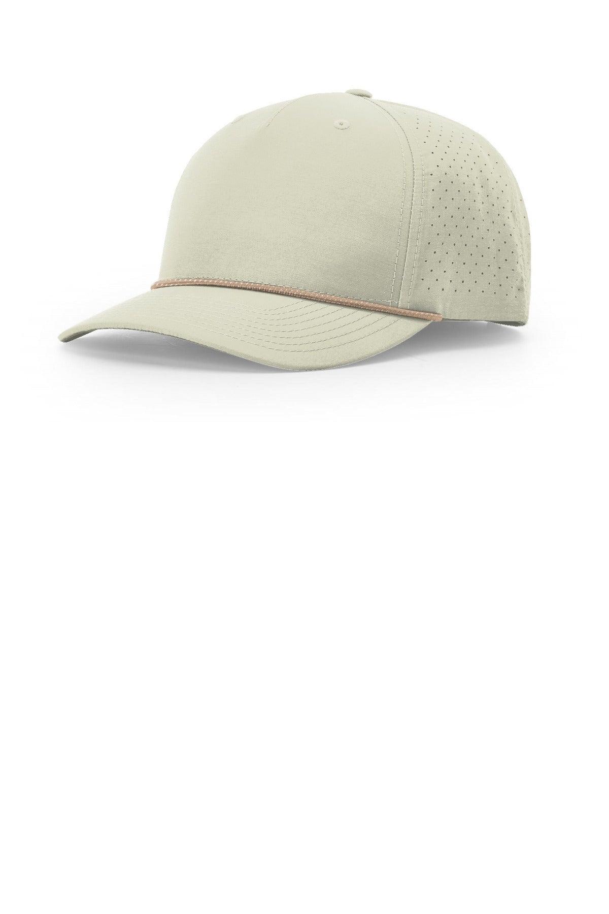 Custom logo Richardson Laser Perf Performance Rope Cap 355 in Oat Milk/ Elmwood White