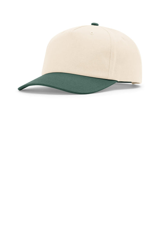 Custom logo Richardson 5-Panel Relaxed Gramps 356 in Cream/ Cream/ Dark Green