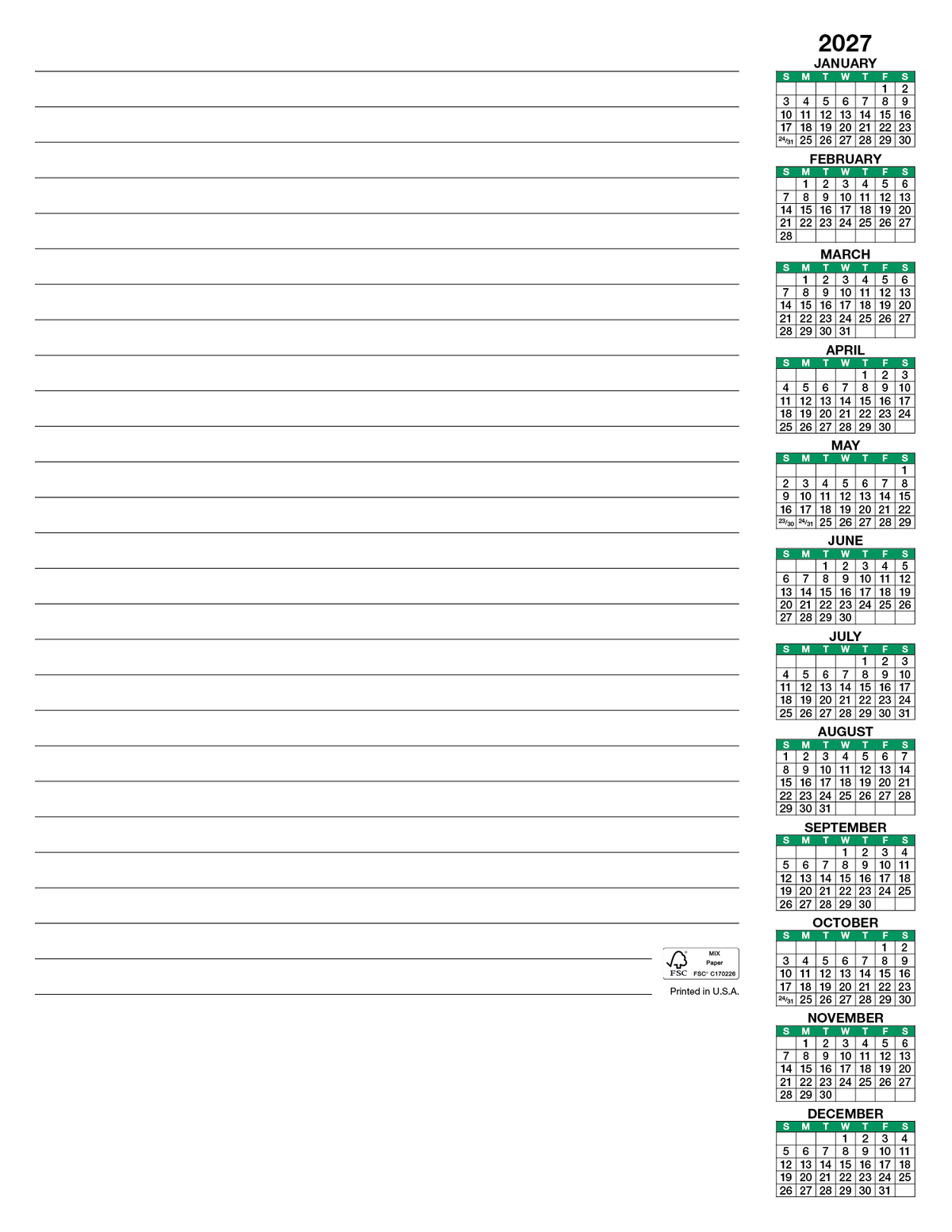Custom logo Scratch Pad Calendar