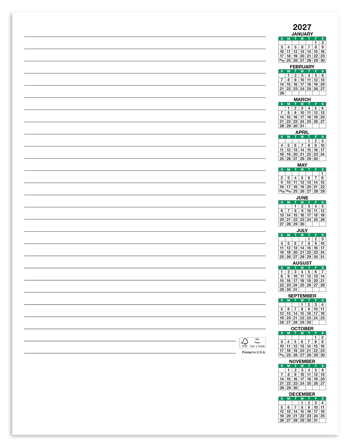 Custom logo Scratch Pad Calendar