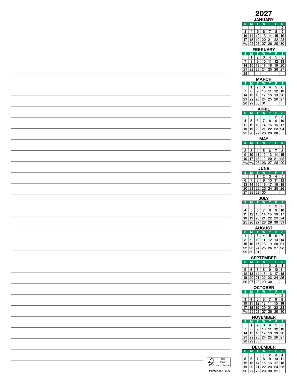 Custom logo Scratch Pad Calendar