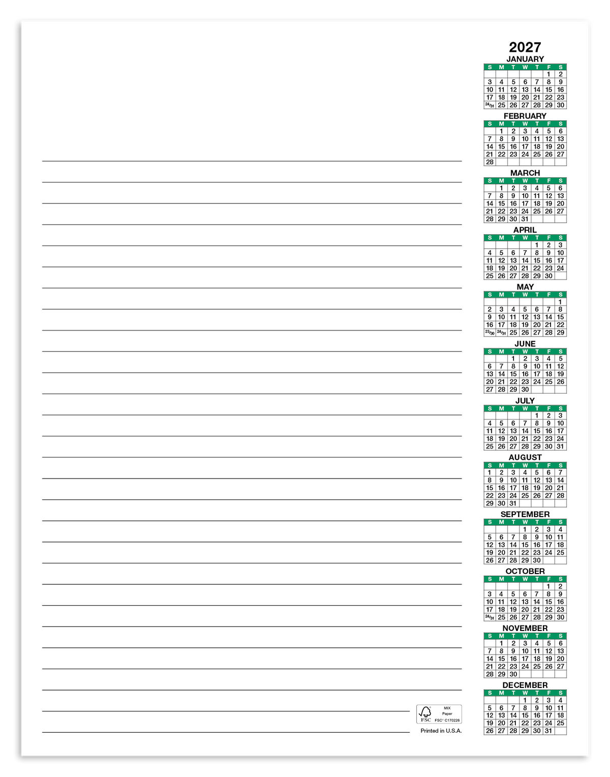 Custom logo Scratch Pad Calendar