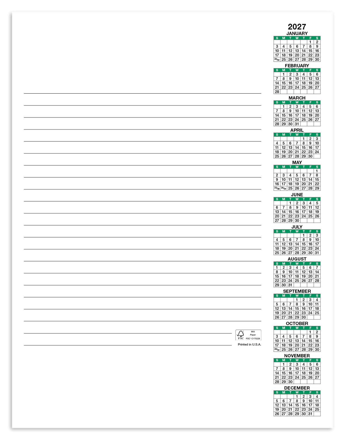 Custom logo Scratch Pad Calendar