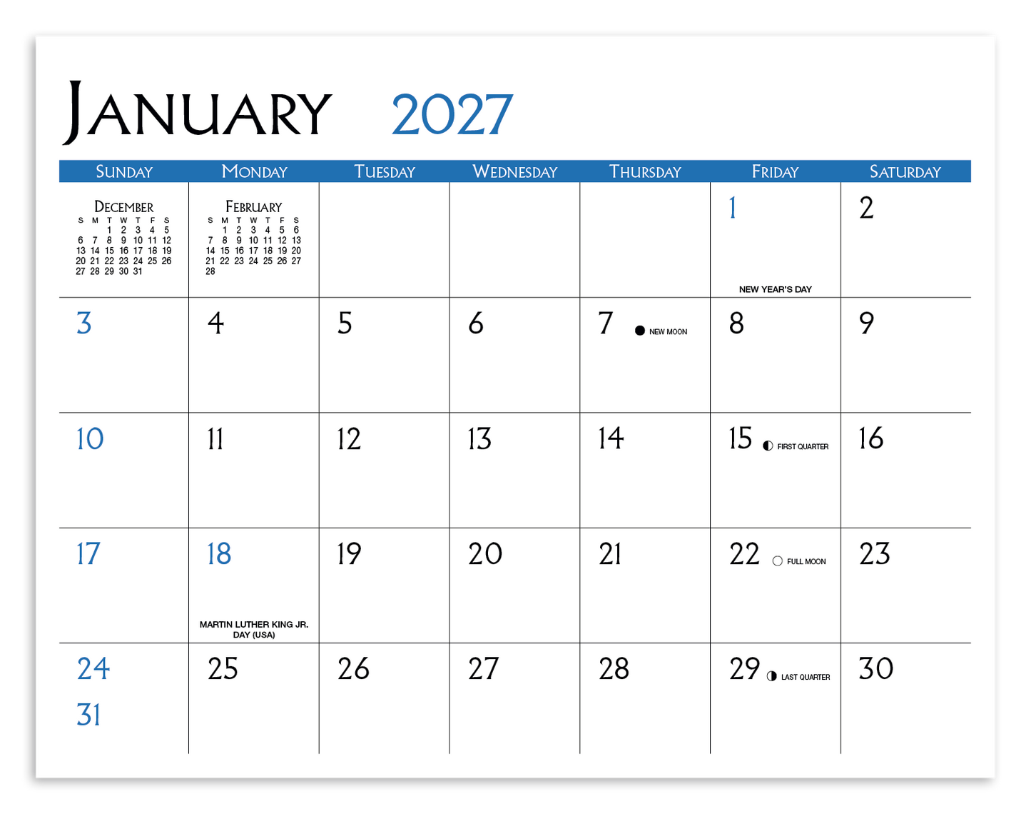 Small Quantity Custom - Stapled Calendar