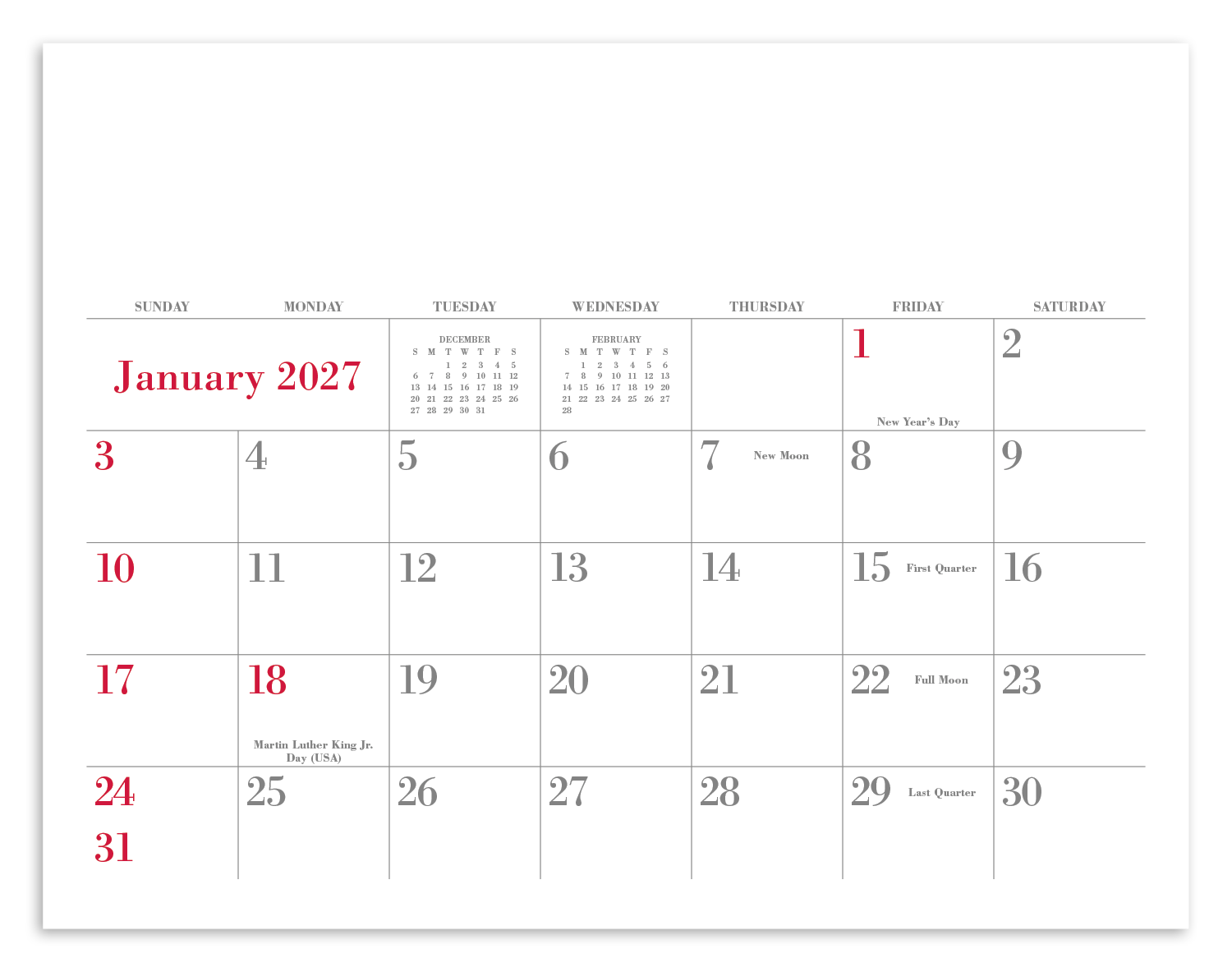 Small Quantity Custom - Stapled Calendar