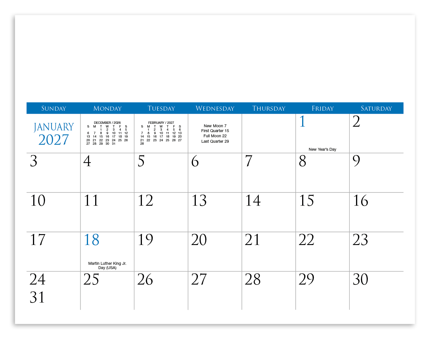 Small Quantity Custom - Stapled Calendar