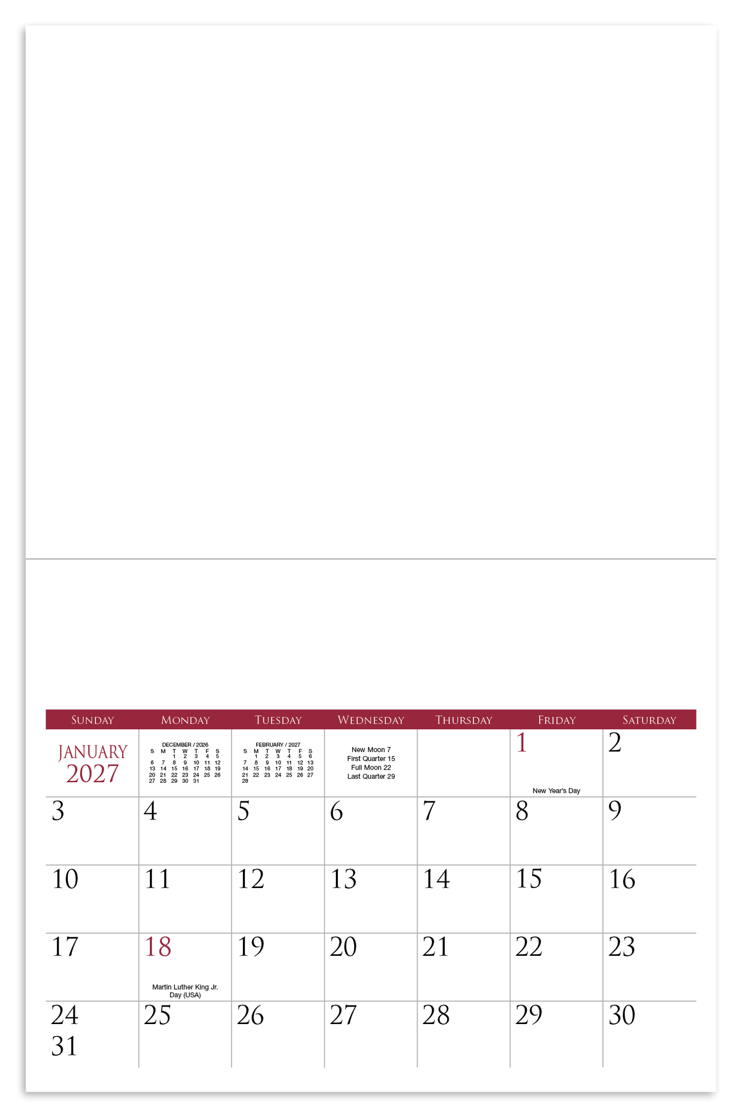 Small Quantity Custom - Stapled Calendar