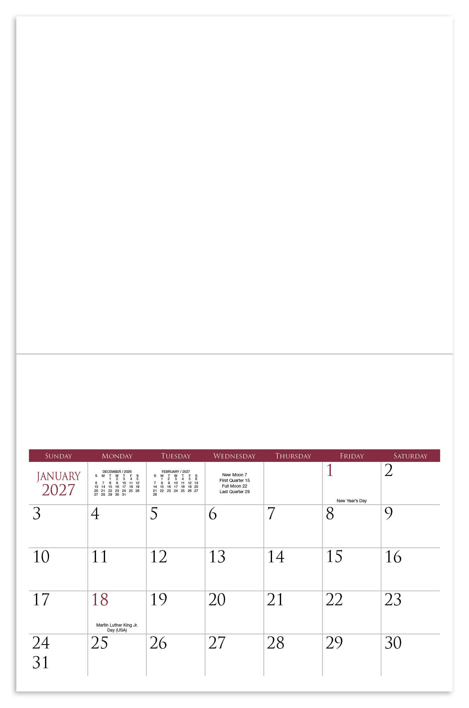 Small Quantity Custom - Stapled Calendar