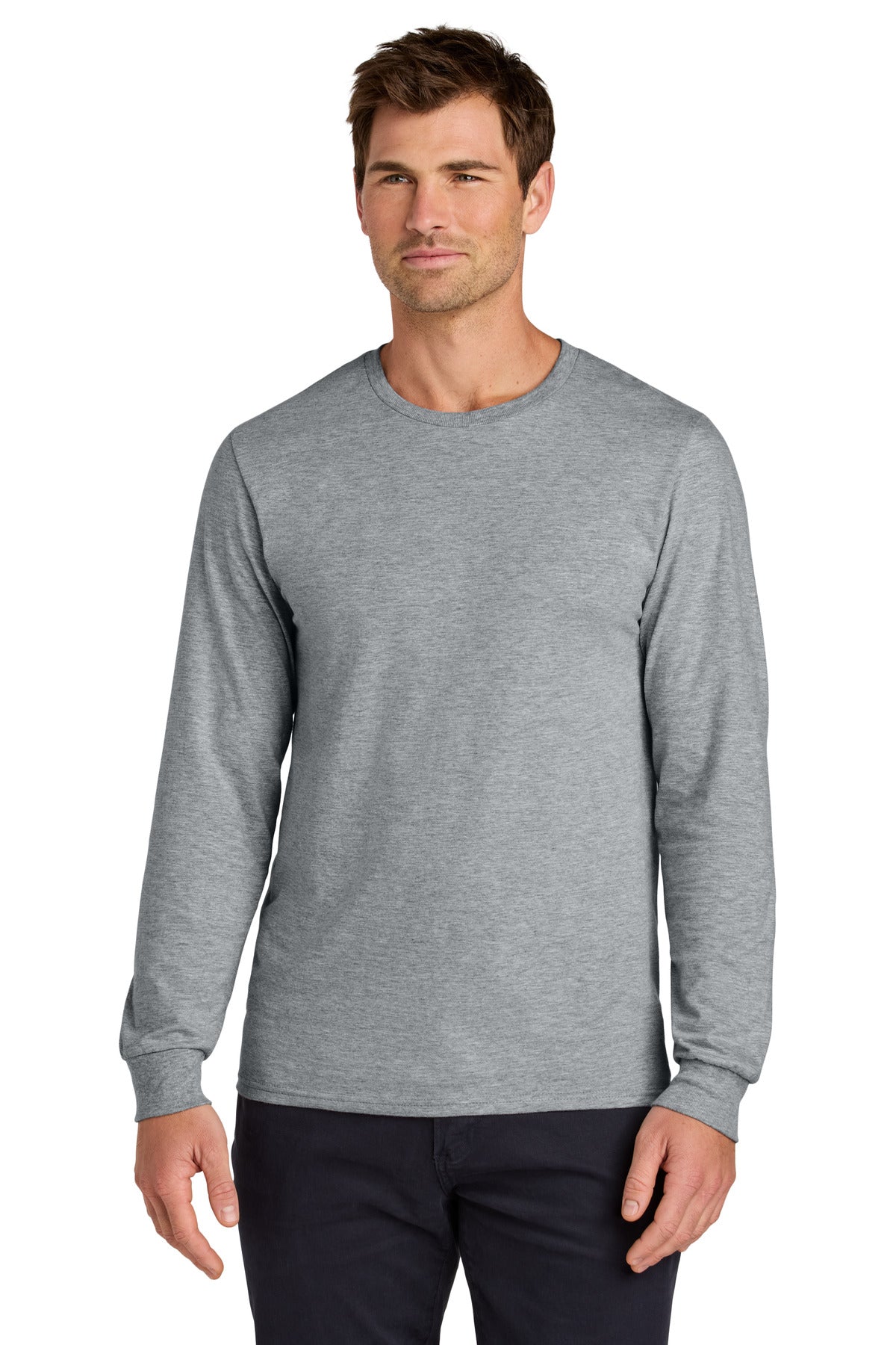 Custom logo Jerzees Classics™ Unisex Cotton Long Sleeve T-Shirt 363L in Athletic Heather