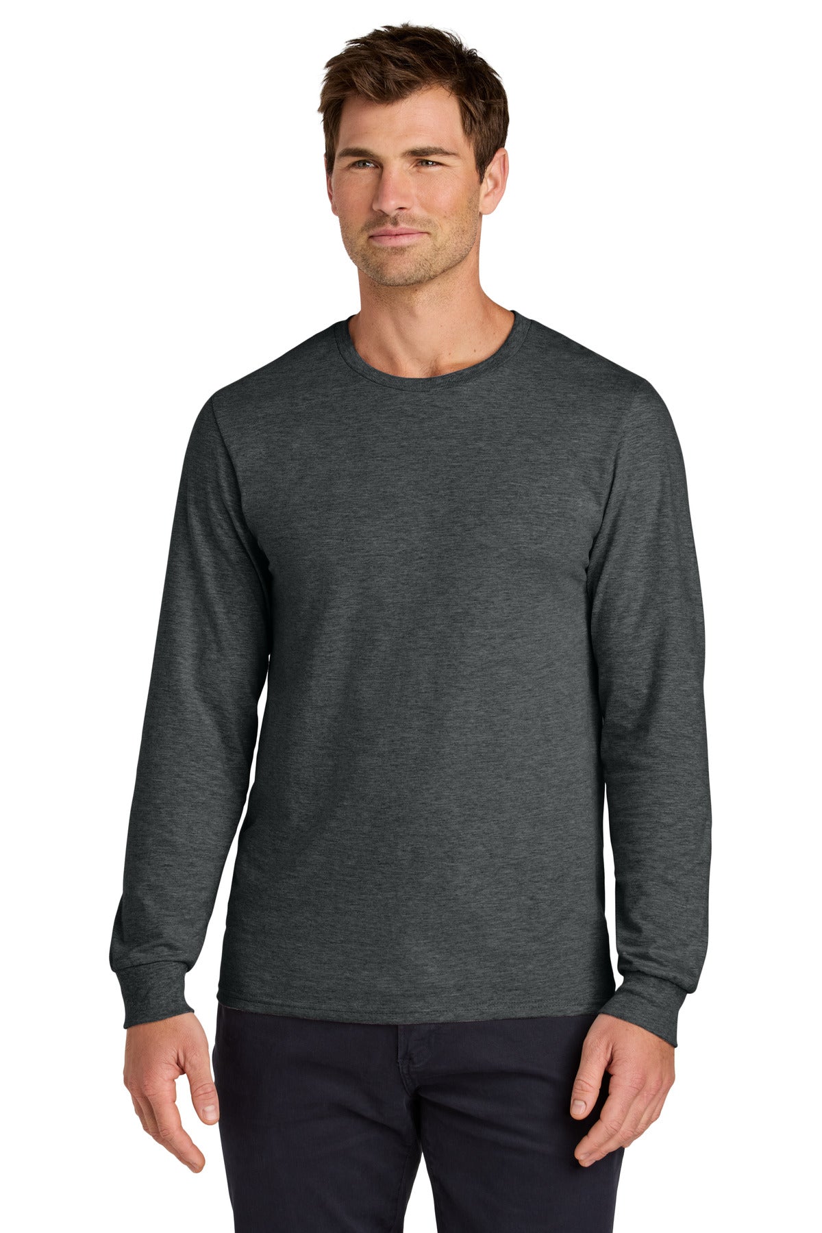 Custom logo Jerzees Classics™ Unisex Cotton Long Sleeve T-Shirt 363L in Black Heather