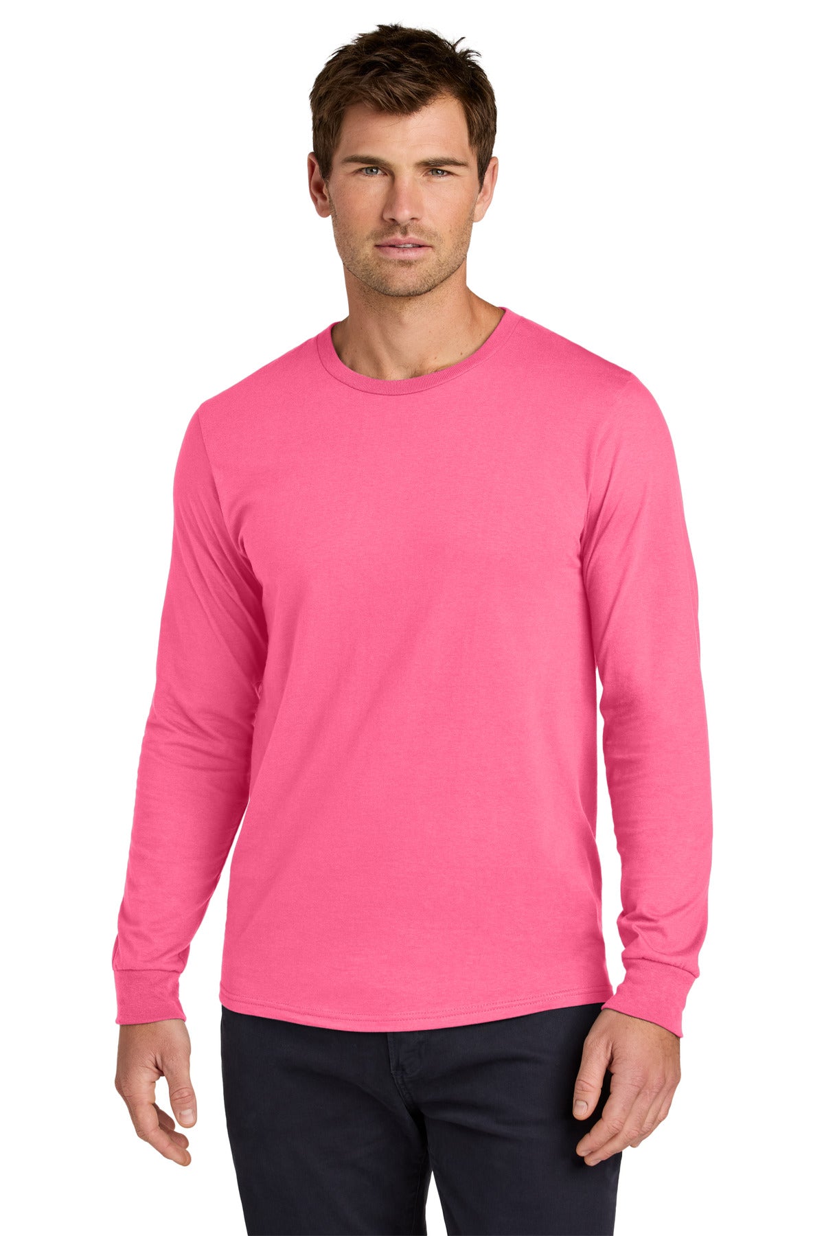 Custom logo Jerzees Classics™ Unisex Cotton Long Sleeve T-Shirt 363L in Neon Pink