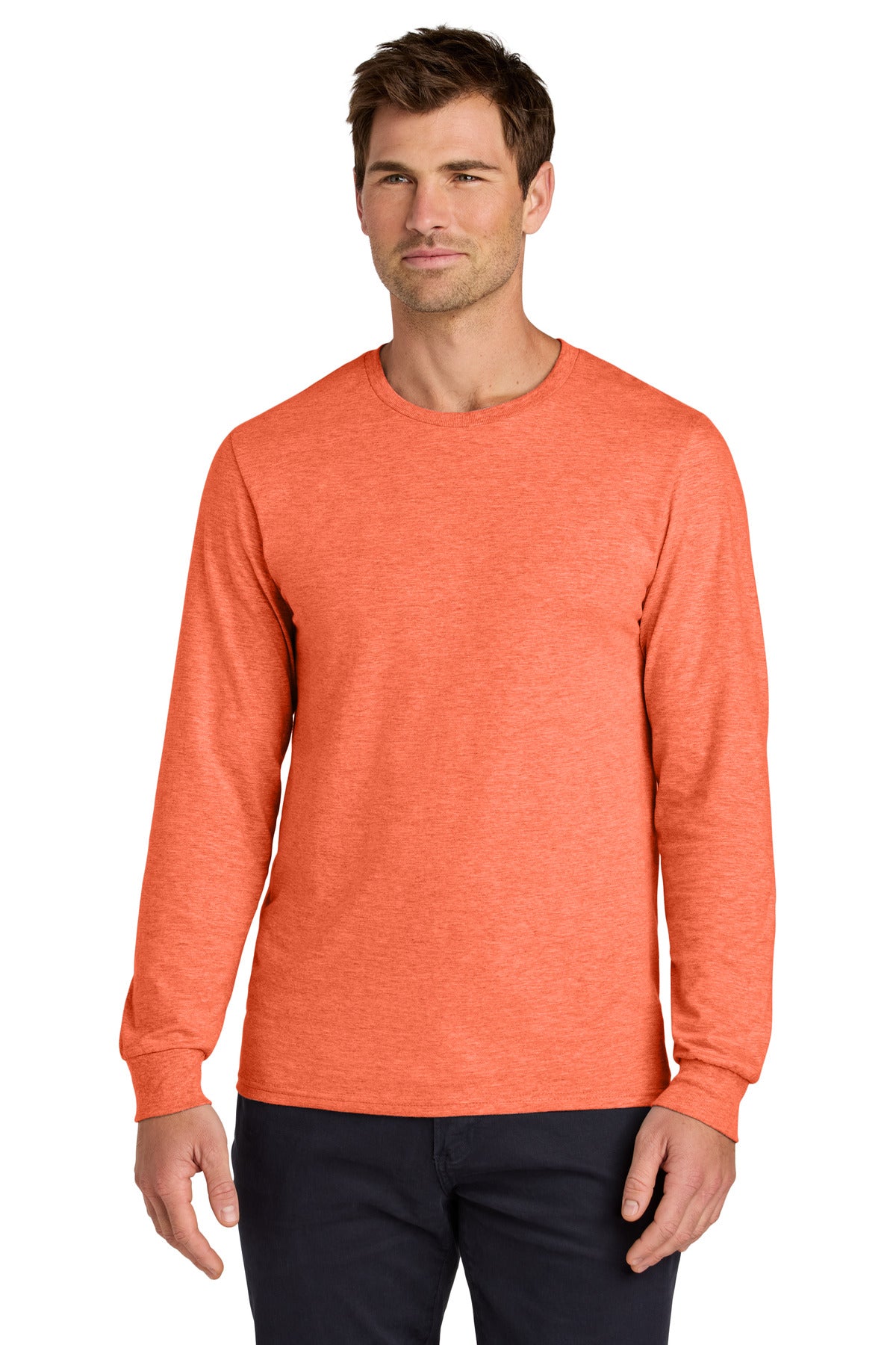 Custom logo Jerzees Classics™ Unisex Cotton Long Sleeve T-Shirt 363L in Retro Heather Coral