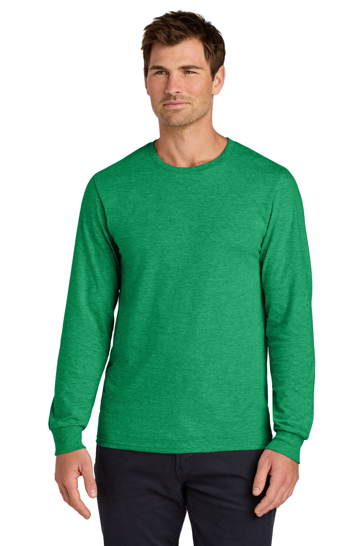 Custom logo Jerzees Classics™ Unisex Cotton Long Sleeve T-Shirt 363L in Retro Heather Green