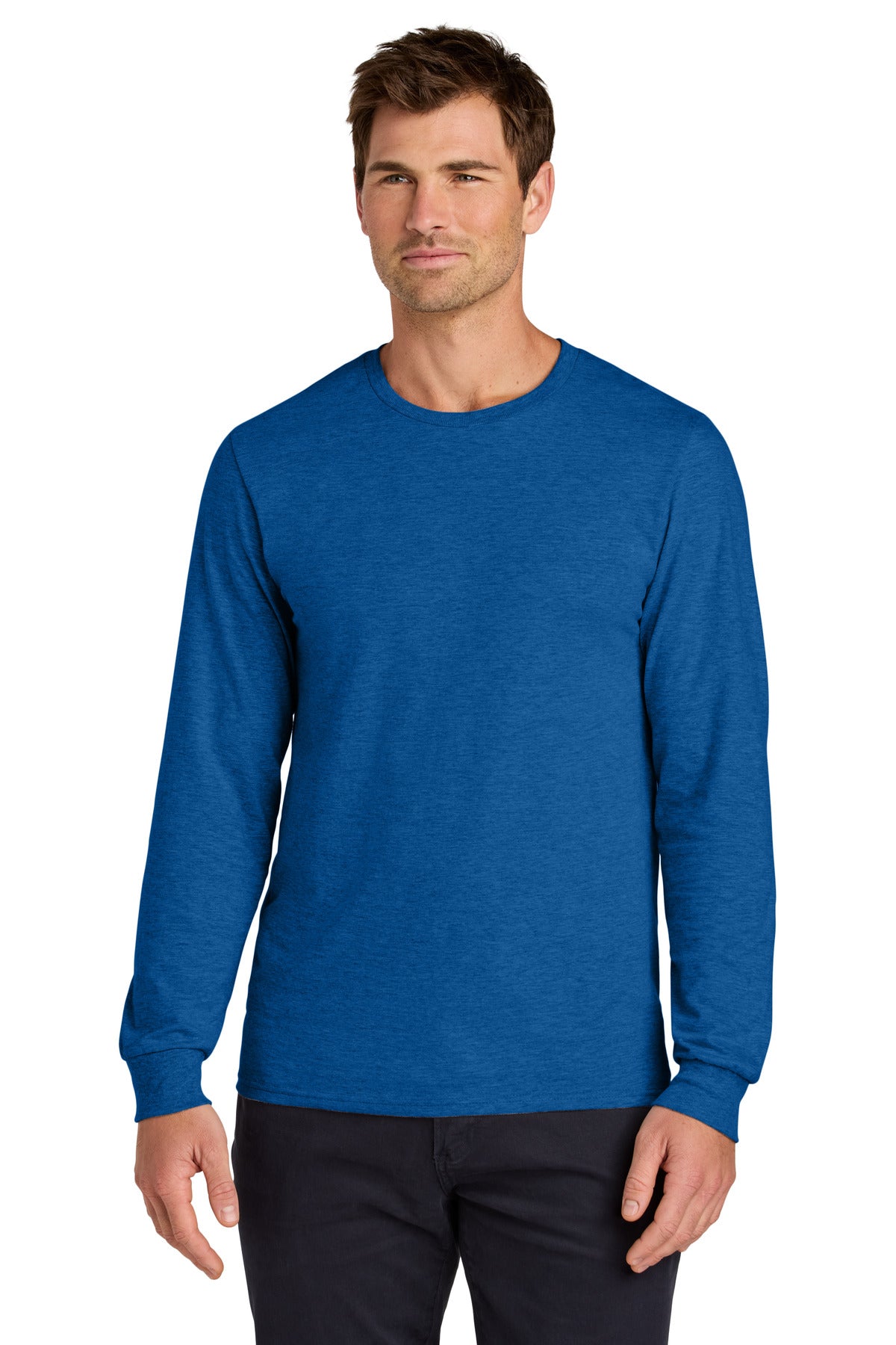 Custom logo Jerzees Classics™ Unisex Cotton Long Sleeve T-Shirt 363L in Retro Heather Royal