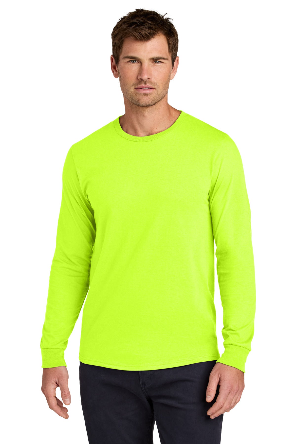Custom logo Jerzees Classics™ Unisex Cotton Long Sleeve T-Shirt 363L in Safety Green