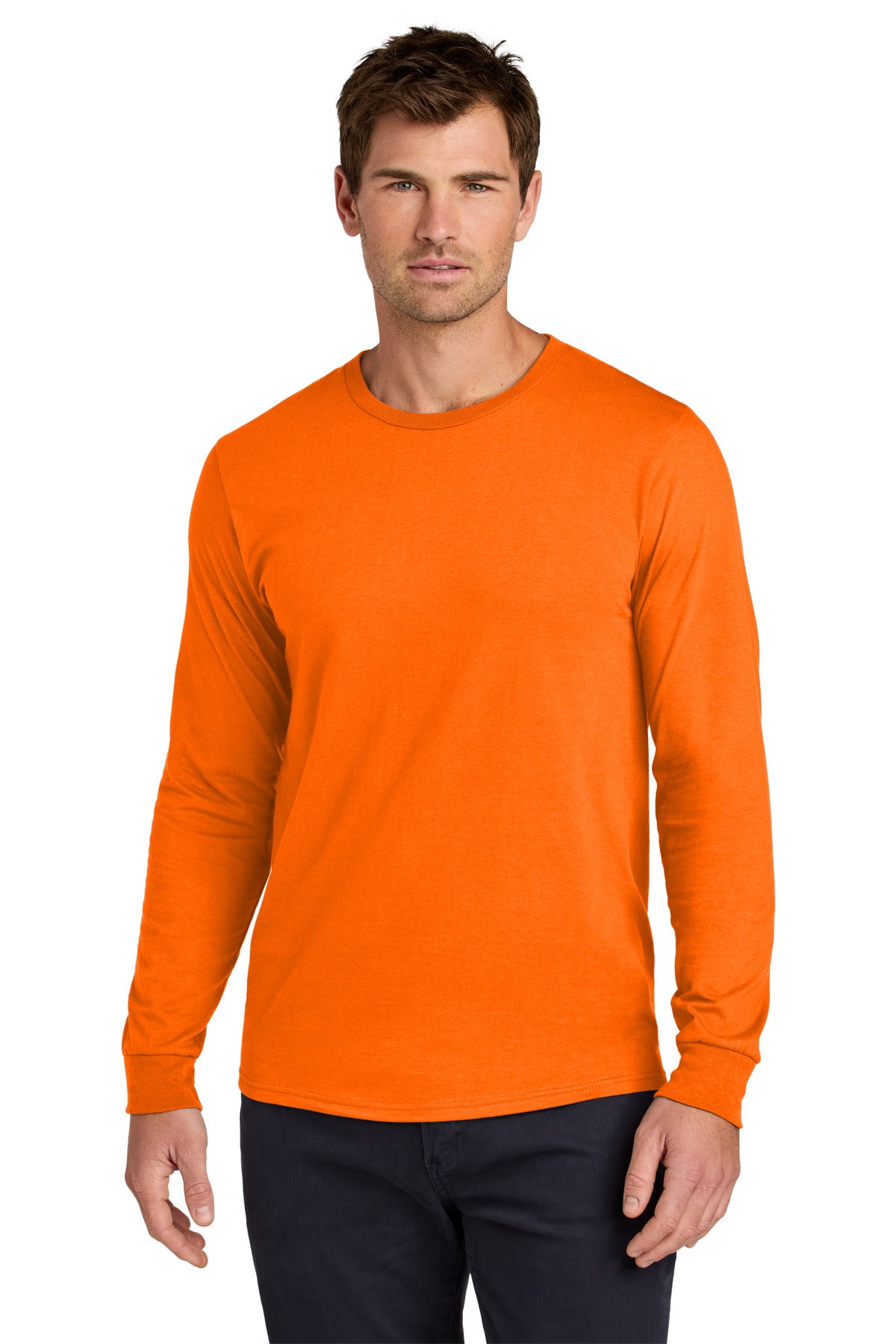 Custom logo Jerzees Classics™ Unisex Cotton Long Sleeve T-Shirt 363L in Safety Orange