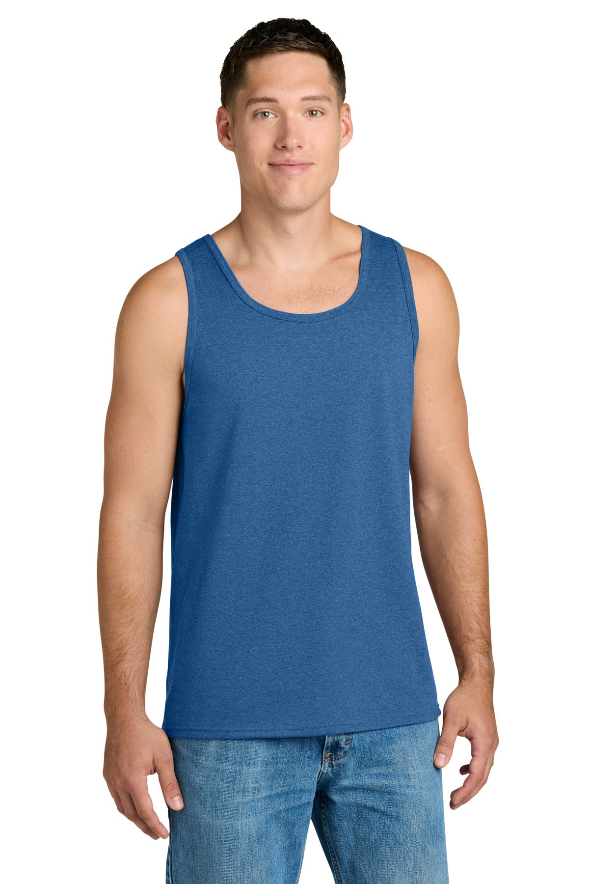 Custom logo Jerzees Classics™ Unisex Cotton Tank 363TK in Retro Heather Royal