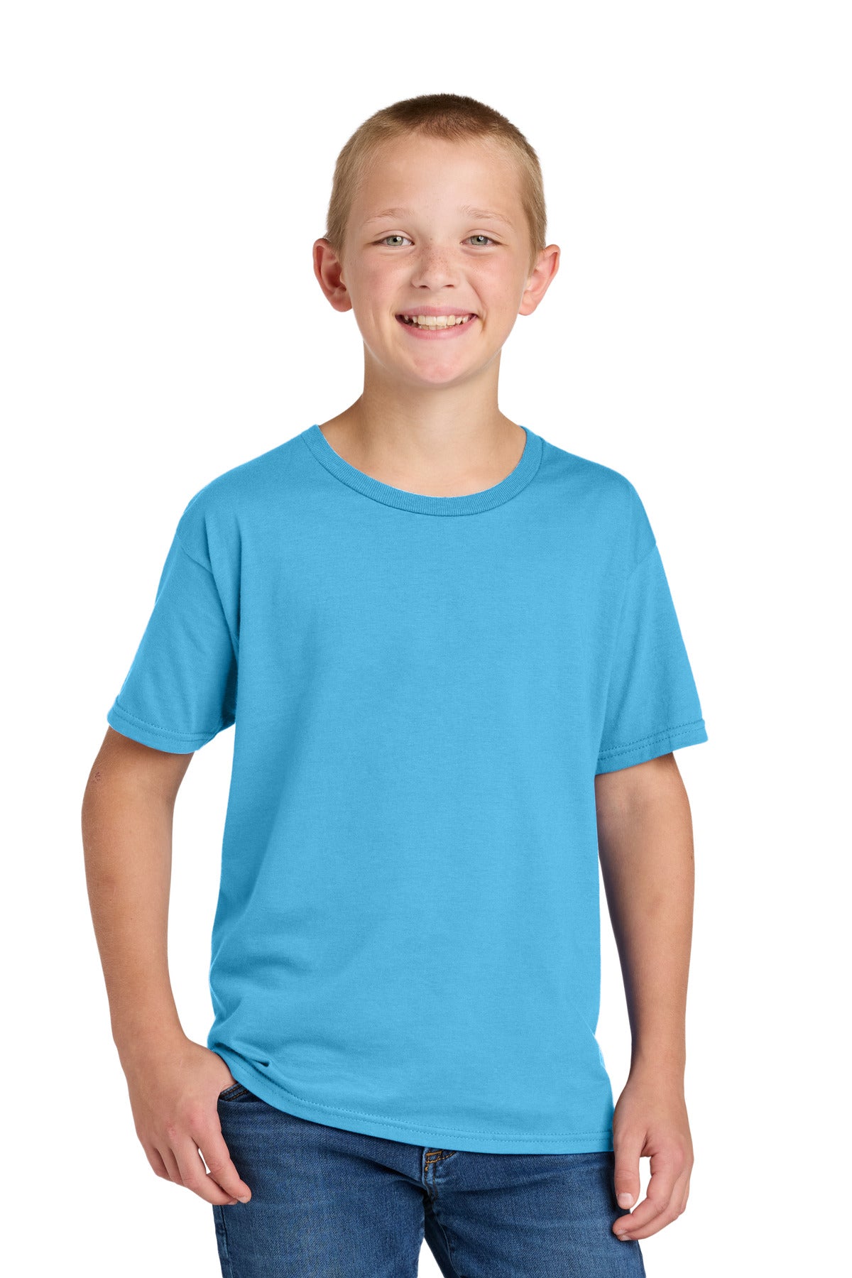 Custom logo Jerzees Classics™ Youth Cotton T-Shirt 363Y in Aquatic Blue