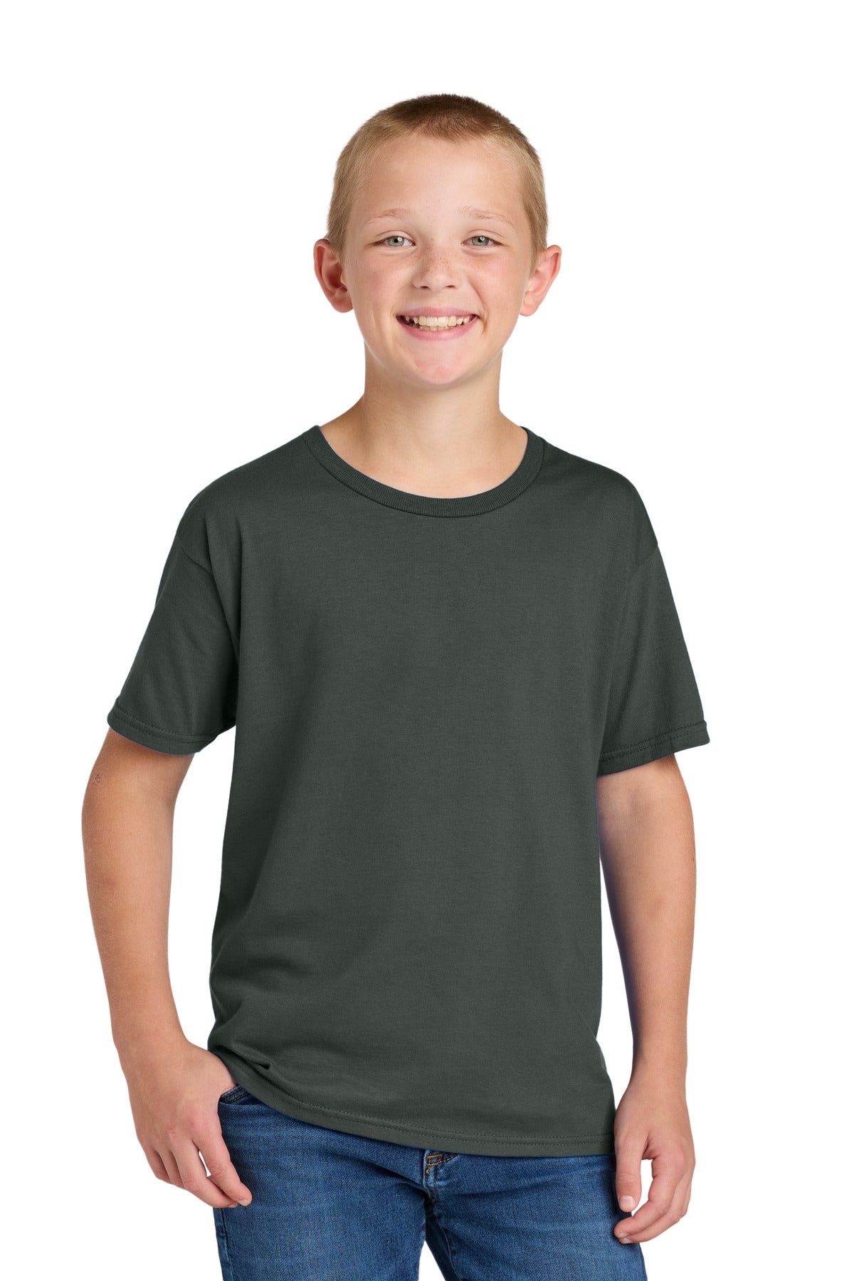 Custom logo Jerzees Classics™ Youth Cotton T-Shirt 363Y in Charcoal Grey