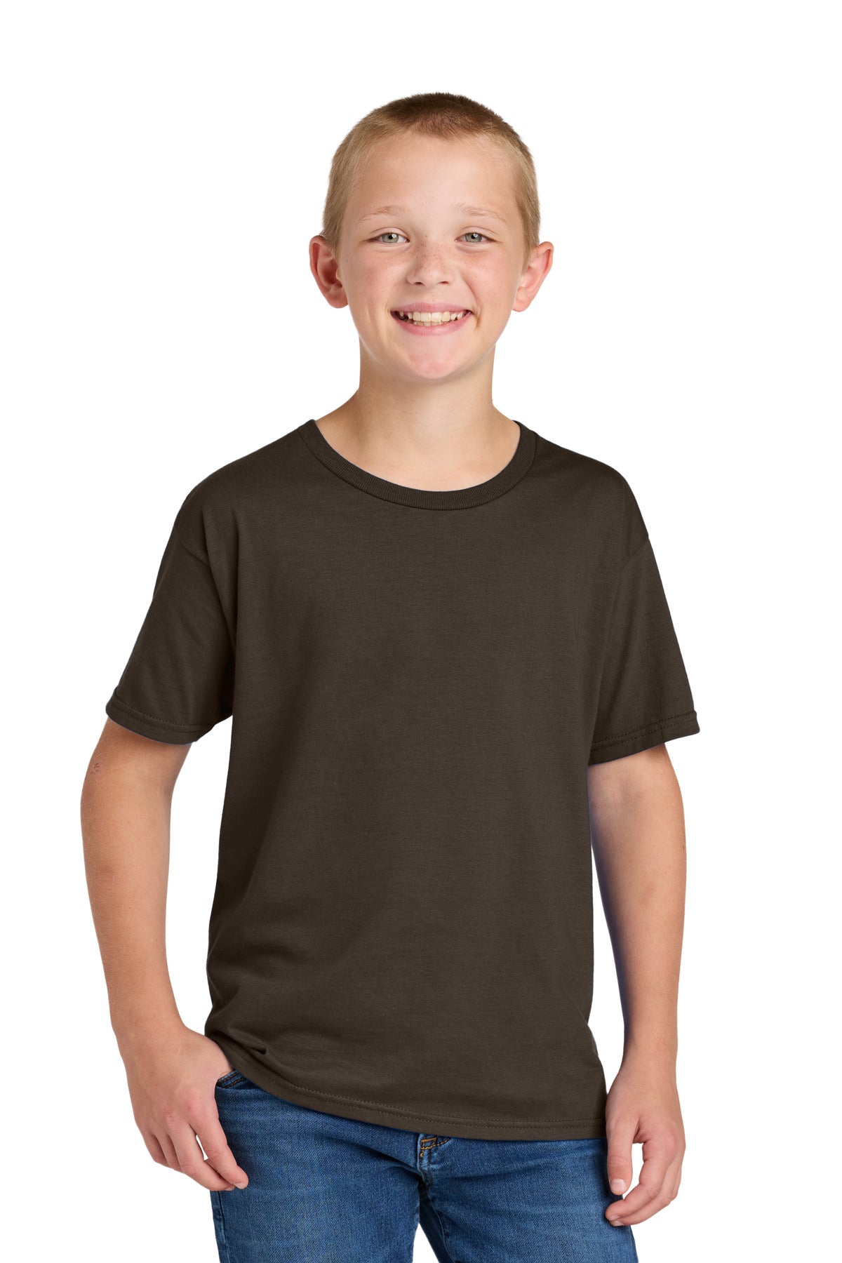 Custom logo Jerzees Classics™ Youth Cotton T-Shirt 363Y in Chocolate