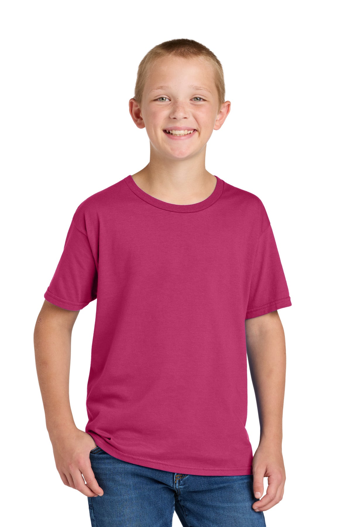 Custom logo Jerzees Classics™ Youth Cotton T-Shirt 363Y in Cyber Pink