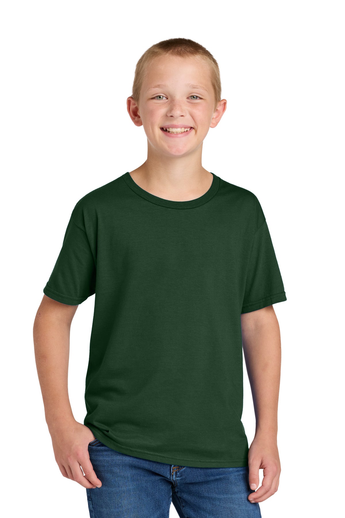 Custom logo Jerzees Classics™ Youth Cotton T-Shirt 363Y in Forest Green
