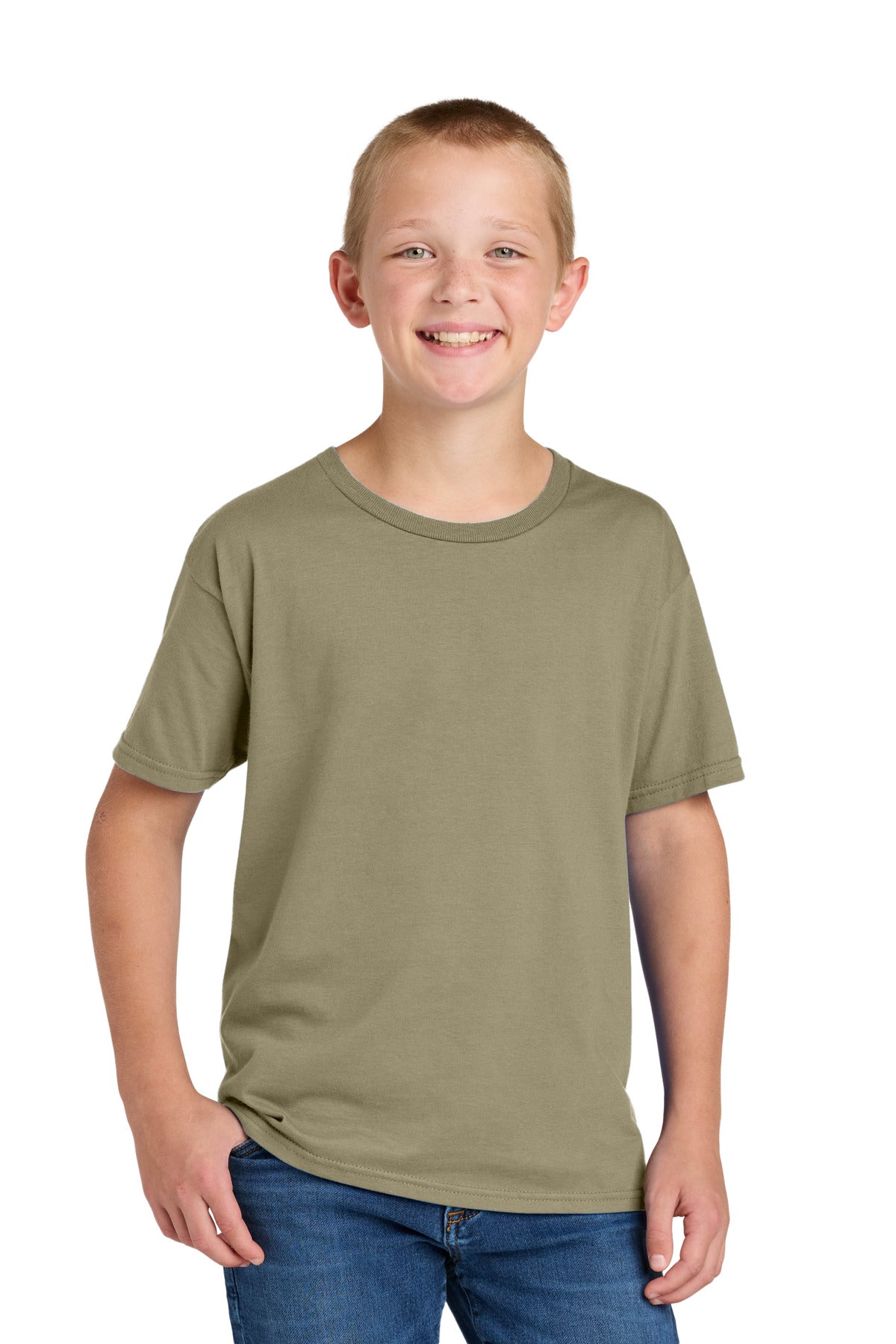 Custom logo Jerzees Classics™ Youth Cotton T-Shirt 363Y in Khaki