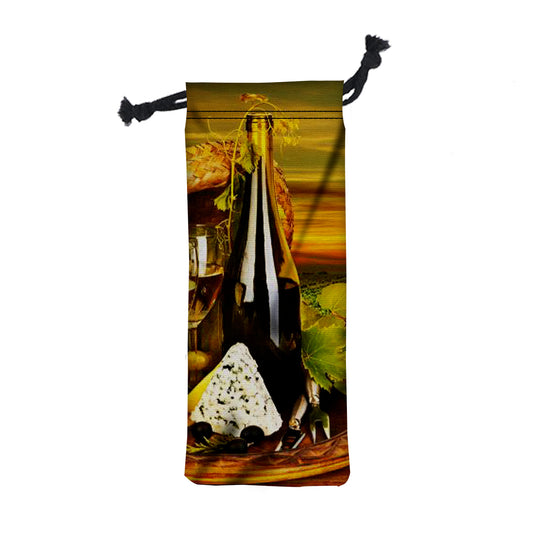 Custom logo 6" W X 15.5" H Wine Drawstring Bag