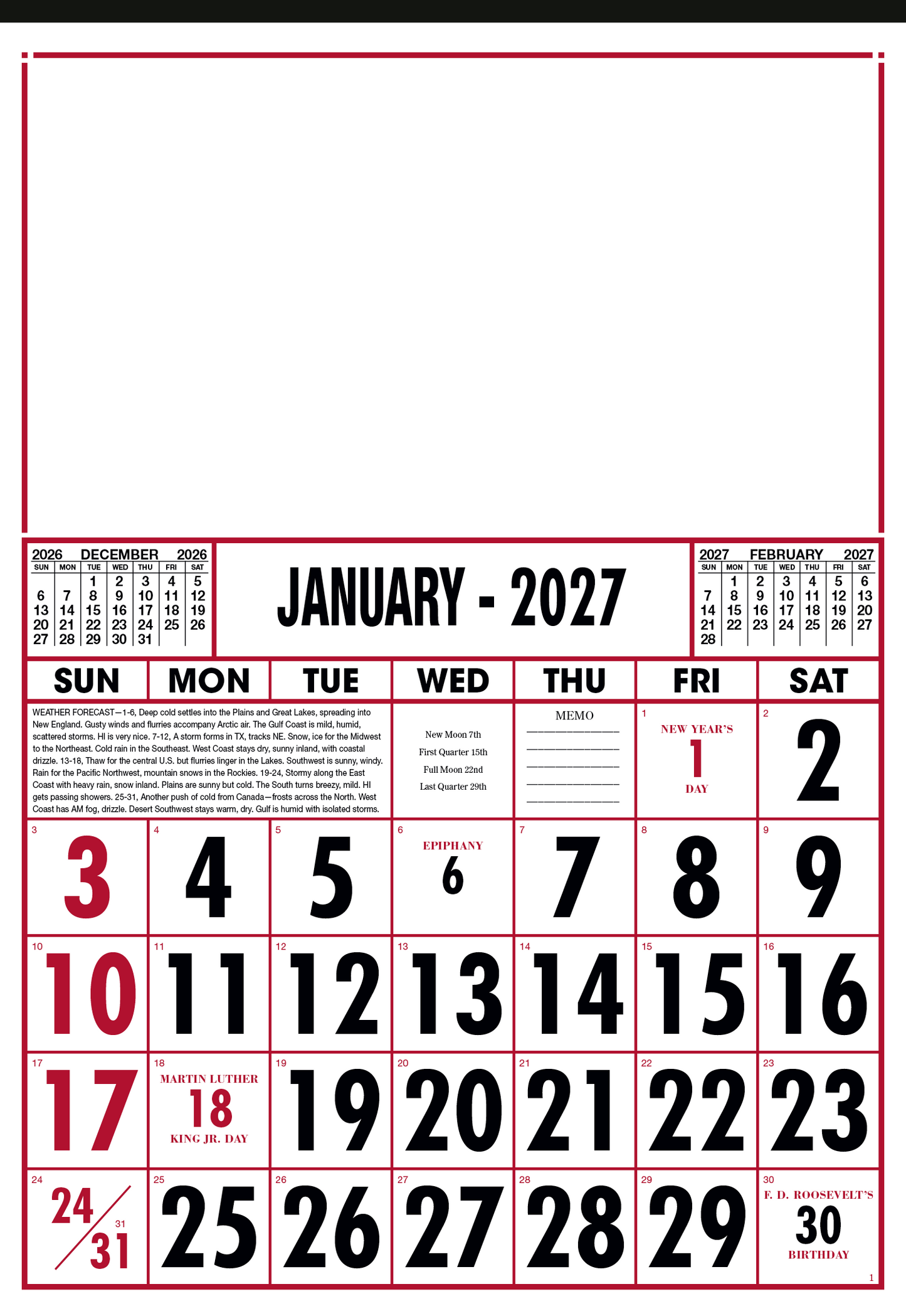 Commercial 12-Sheet Calendar