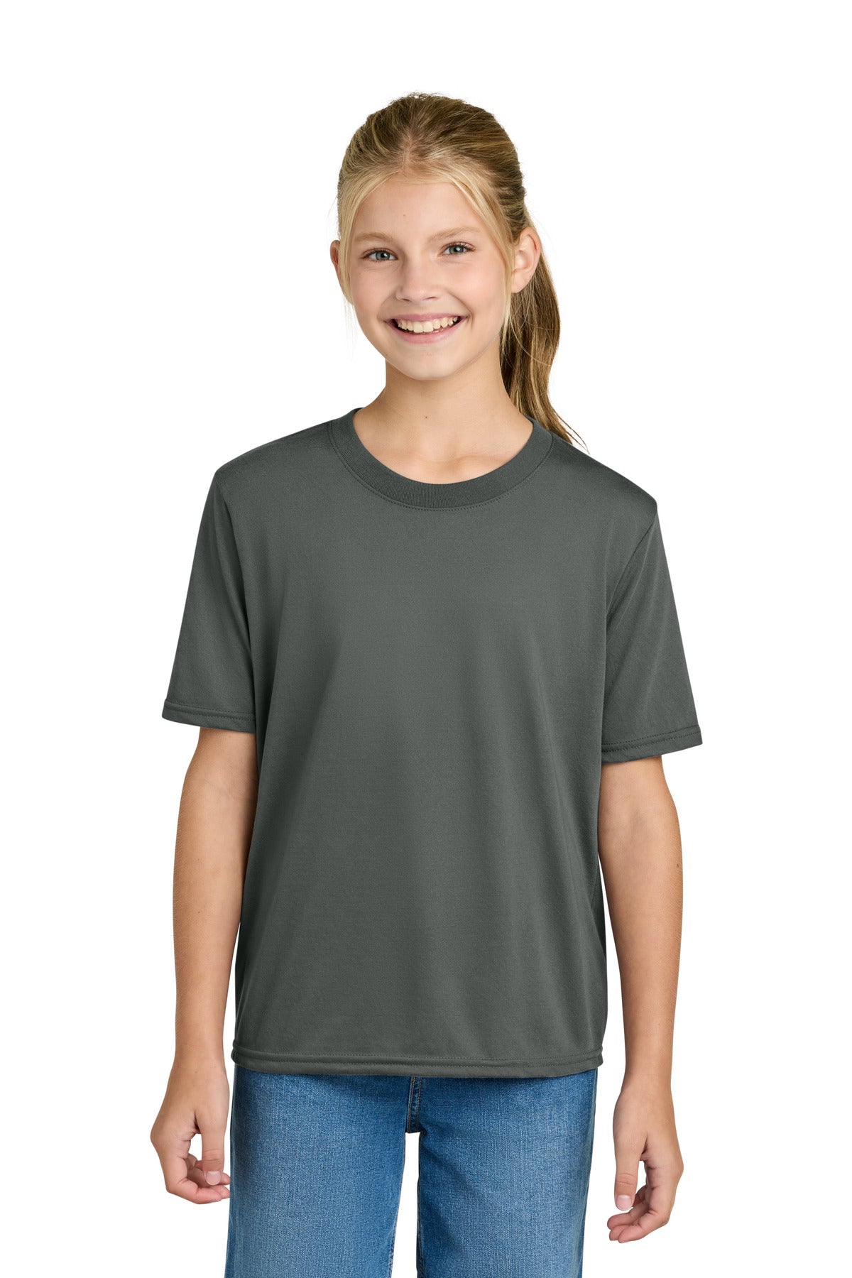 Custom logo Gildan® Youth Gildan Performance® T-Shirt. 42000B in Charcoal