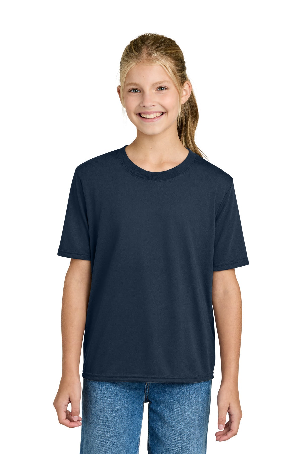 Custom logo Gildan® Youth Gildan Performance® T-Shirt. 42000B in Navy