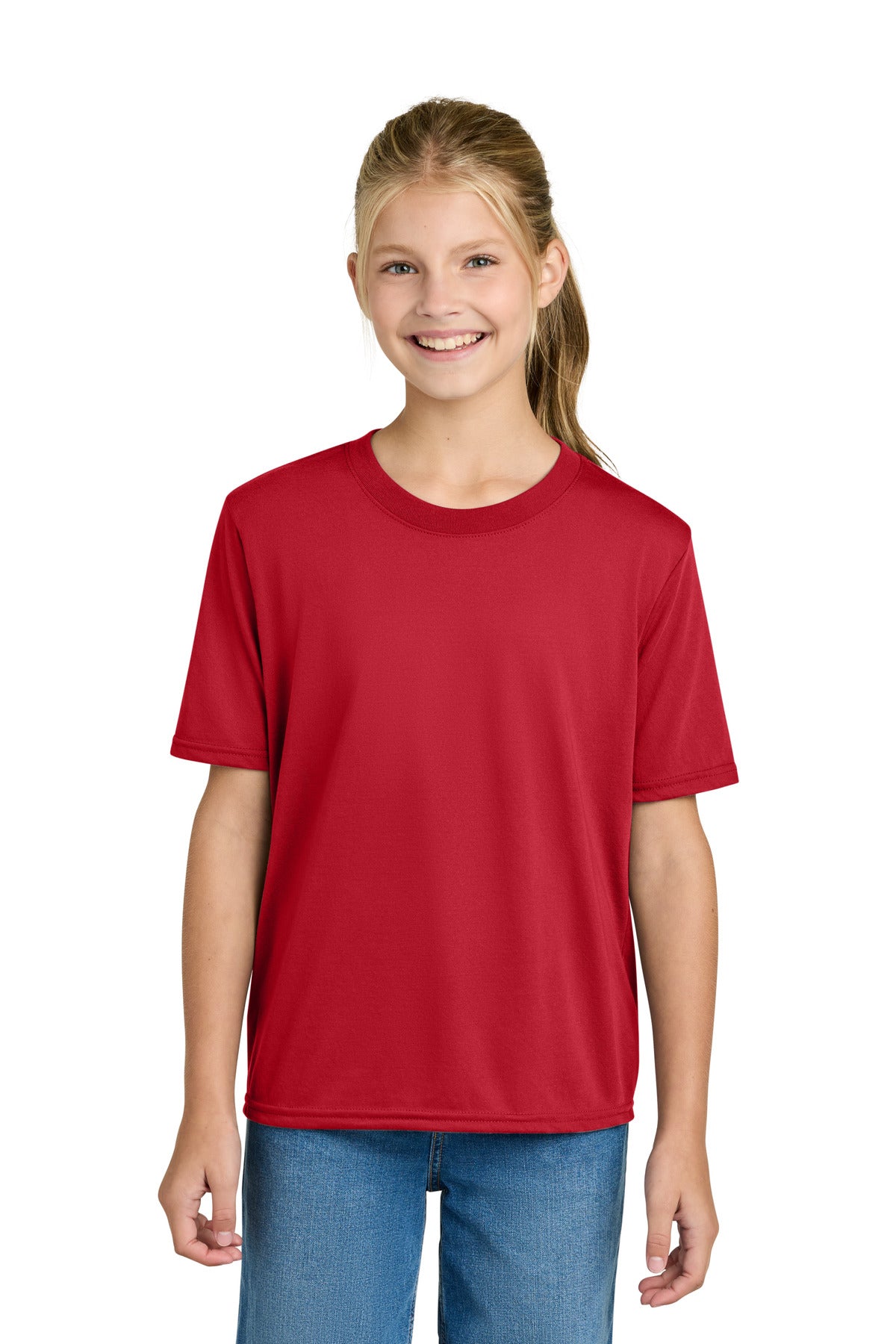 Custom logo Gildan® Youth Gildan Performance® T-Shirt. 42000B in Red