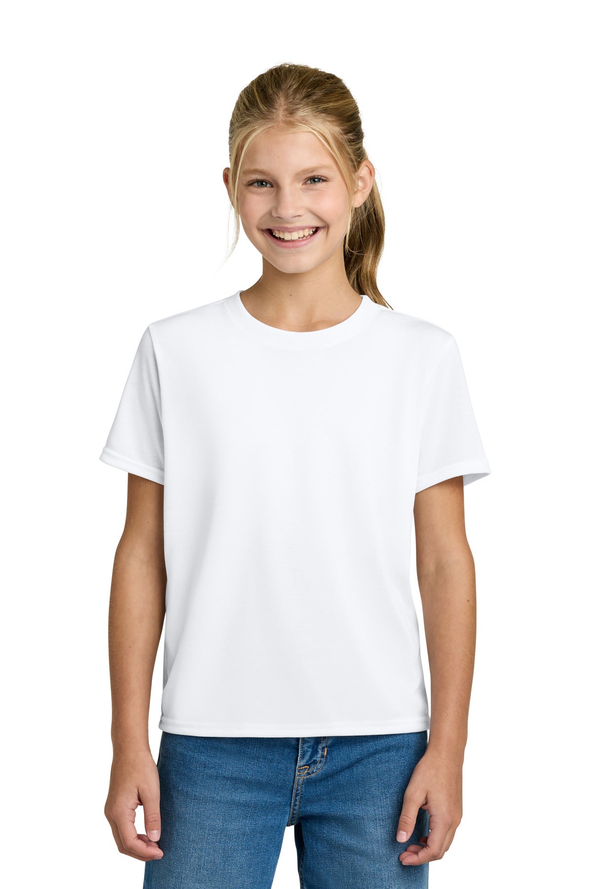 Custom logo Gildan® Youth Gildan Performance® T-Shirt. 42000B in White