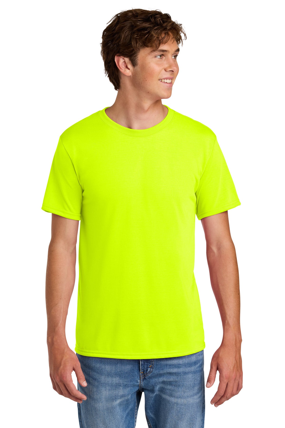 Custom logo Gildan® Gildan Performance® T-Shirt. 42000 in Safety Green